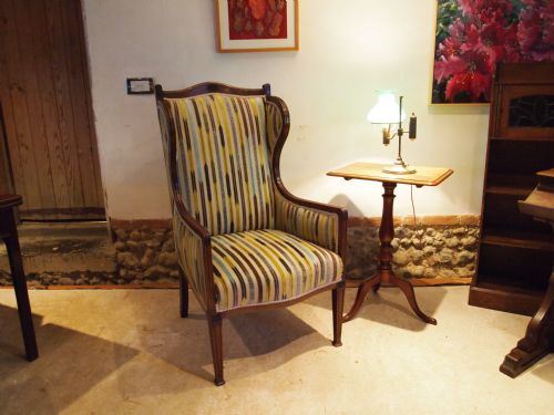 Chair Armchair Fine Victorian Mahogany Sanderson Fabric C1890
