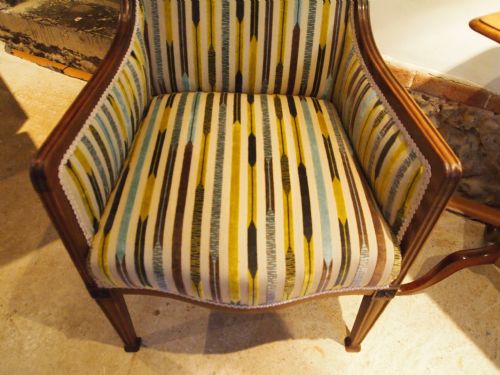 fig 1. Chair Armchair Fine Victorian Mahogany Sanderson fabric c1890