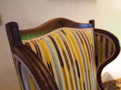 fig 3. Chair Armchair Fine Victorian Mahogany Sanderson fabric c1890