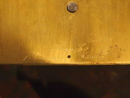fig 1. Clock fine English Mahogany signed movement fusee clock French London c1890