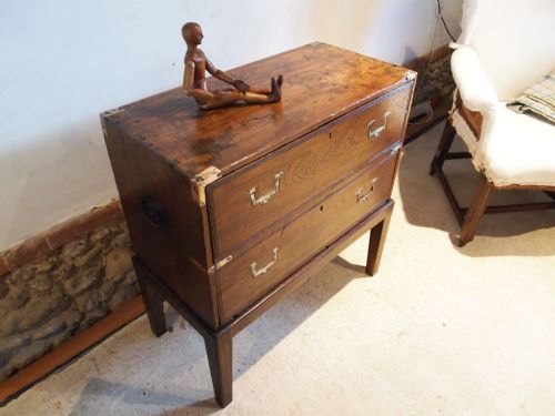 fig 1. Chest of drawers table Military campaign George IV Mahogany c1820