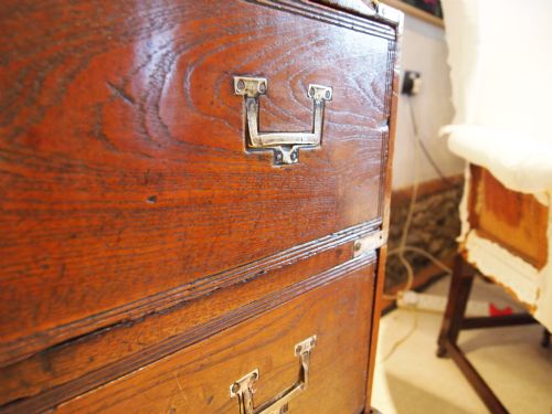 fig 3. Chest of drawers table Military campaign George IV Mahogany c1820