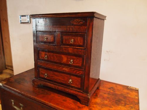 Chest of Drawers Rare George III Miniature Apprentice Oak and Mahogany C1790