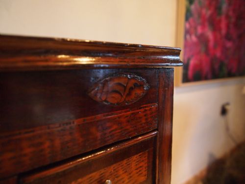 fig 2. Chest of drawers rare George III miniature apprentice Oak and Mahogany c1790