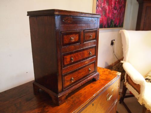 fig 3. Chest of drawers rare George III miniature apprentice Oak and Mahogany c1790