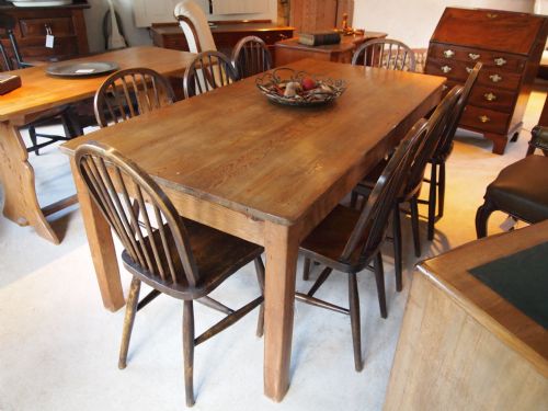 Table Edwardian Pine Plank Top Farmhouse Kitchen Table Seats Eight C1900