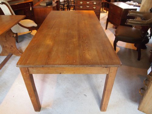 fig 2. Table Edwardian Pine Plank top farmhouse kitchen table seats eight c1900