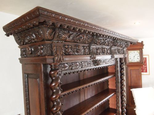 fig 2. Bookcase breathtaking Victorian Carved Oak bookcase c1880