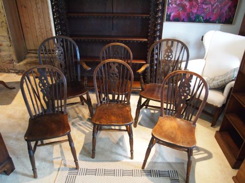 fig 2. Chairs Edwardian Windsor wheelback kitchen dining chairs Beech and Elm c1900
