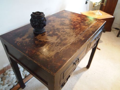 fig 2. Table hall side lamp table Chinese original 19th Century Elm c1870