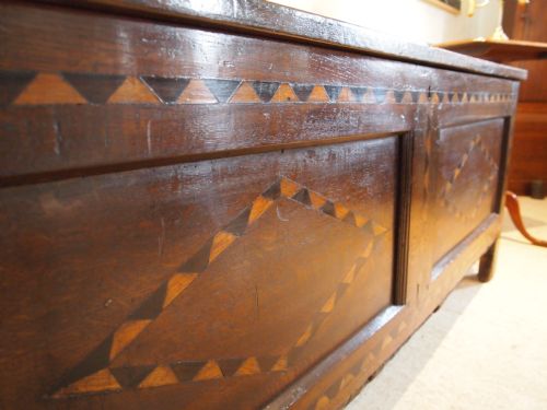 fig 2. Coffer chest blanket box Rare Charles II inlaid coffer Oak c1680