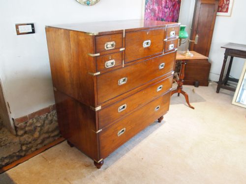 Chest of Drawers Victorian Military Campaign Chest Teak C1860