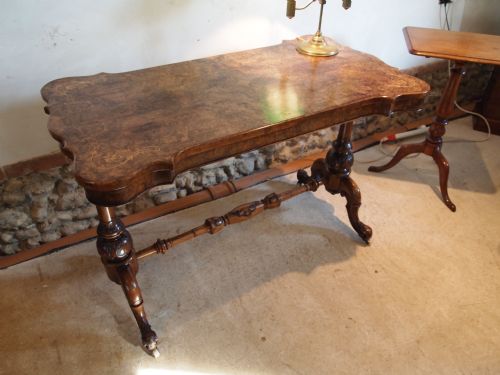 Table Hall Side Sofa Centre Table Victorian Solid and Burr Walnut Inlaid C1860