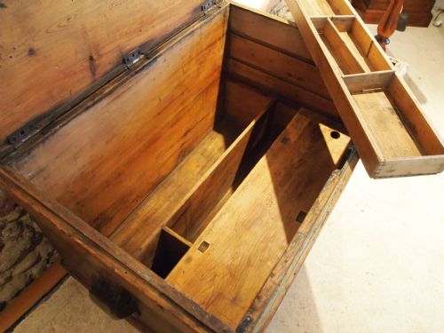 fig 3. Coffer chest blanket box cabinet makers coffee table Victorian Pine c1880