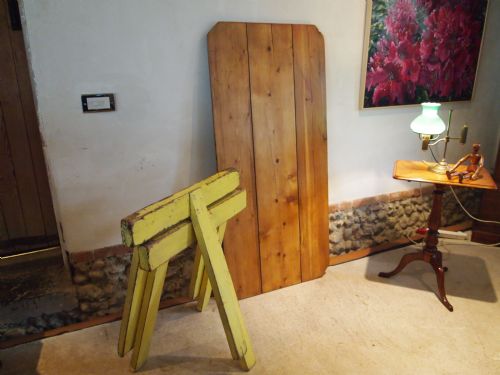 fig 1. Table Victorian Al fresco Pine Trestle dining table seats six c1890