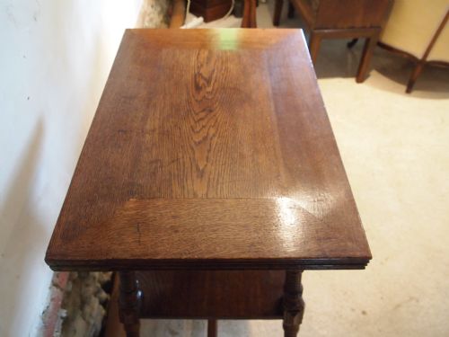 fig 2. Table card table Arts and Crafts manner of William Birch Oak makers label c1900