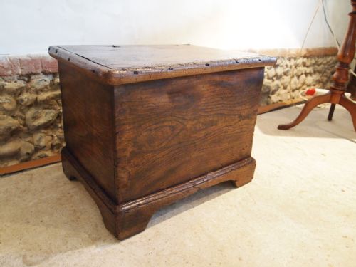 fig 1. Stool coffer coffee table box stool rare Queen Anne Elm box stool c1700