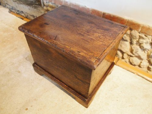 fig 2. Stool coffer coffee table box stool rare Queen Anne Elm box stool c1700