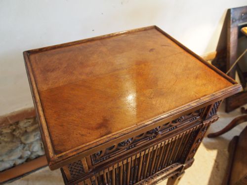 fig 1. Table bedside cabinet hall or lamp table Victorian carved Walnut c1890