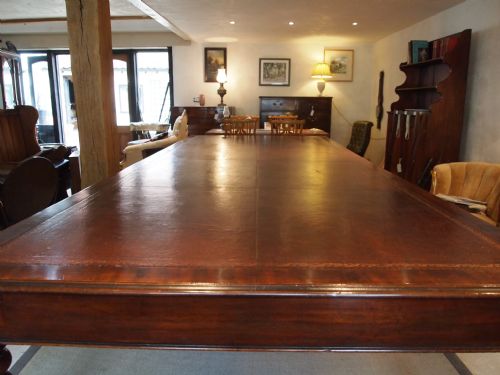 fig 3. Desk board room library table Victorian Mahogany Moore and Hunton 12 feet c1880