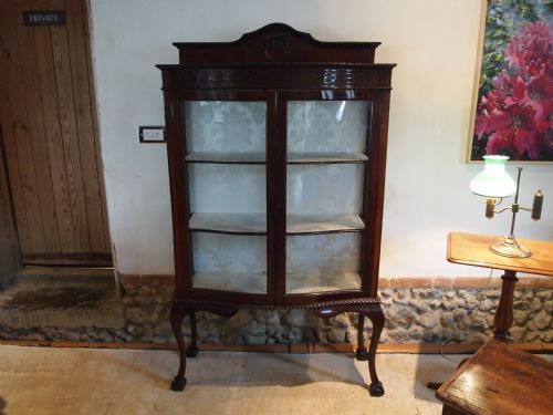 Cabinet Display Victorian Mahogany Chippendale Revival Fine Quality C1890