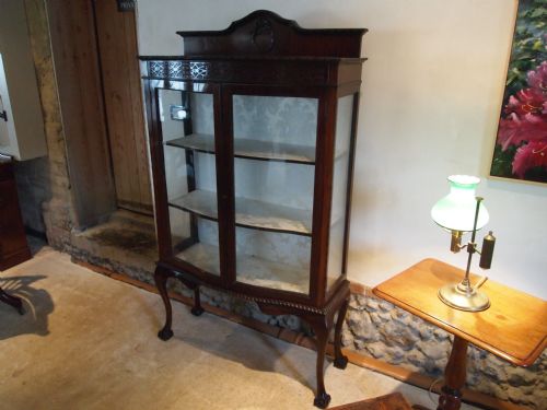 fig 1. Cabinet display Victorian Mahogany Chippendale revival fine quality c1890