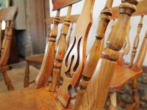 fig 1. Chairs Victorian kitchen Windsor fiddleback chairs set of four Ash and Elm c1870