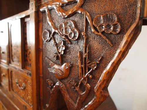 fig 1. Cabinet Fine inlaid Japanese Shadona Marquetry specimen woods Meji c1900