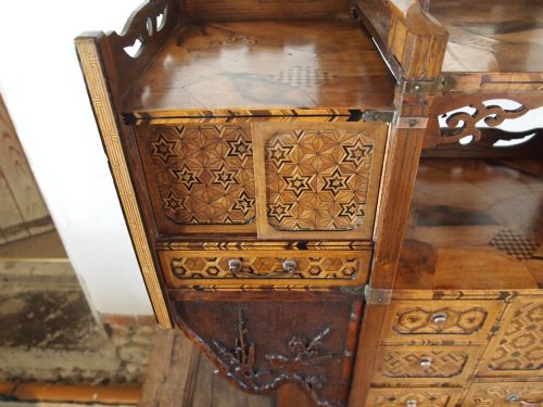 fig 3. Cabinet Fine inlaid Japanese Shadona Marquetry specimen woods Meji c1900