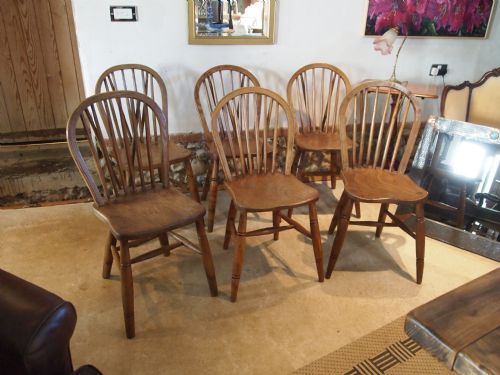 Chairs Set of Six Victorian Kitchen Windsor Chairs Ash, Beech and Elm C1870