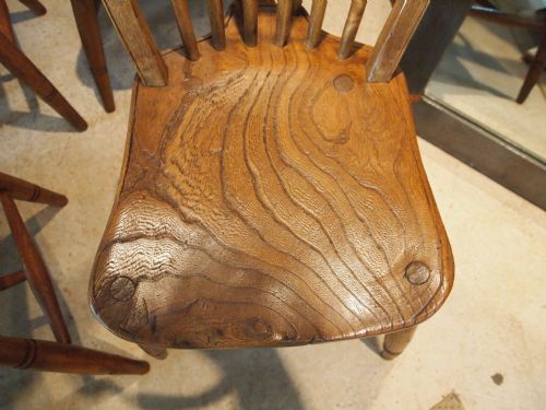fig 1. Chairs set of six Victorian Kitchen Windsor chairs Ash, Beech and Elm c1870