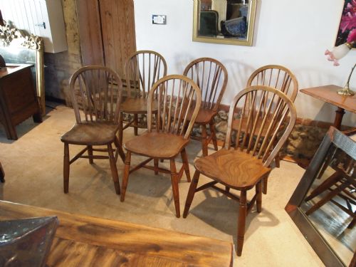 fig 2. Chairs set of six Victorian Kitchen Windsor chairs Ash, Beech and Elm c1870