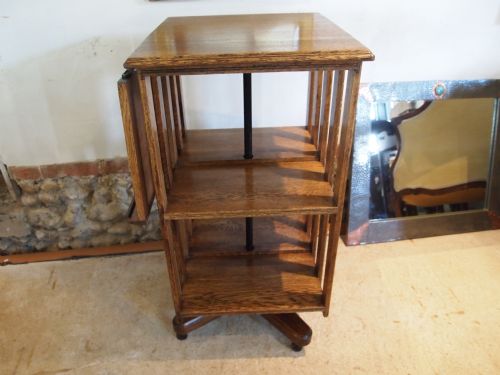 fig 3. Bookcase Edwardian Oak revolving bookcase with reading stand c1910