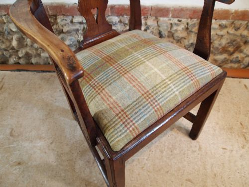 fig 1. Chair armchair early George III Elm and fruit wood c1760