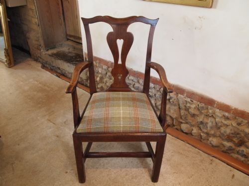 fig 2. Chair armchair early George III Elm and fruit wood c1760