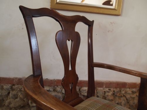 fig 3. Chair armchair early George III Elm and fruit wood c1760