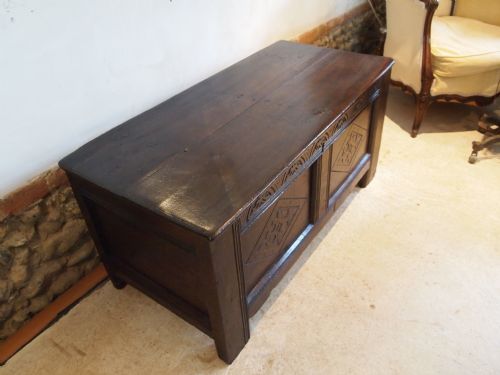 fig 1. Coffer chest trunk Charles II Oak small size c1680