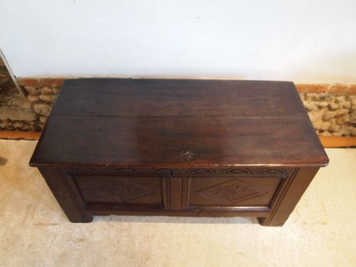 fig 2. Coffer chest trunk Charles II Oak small size c1680