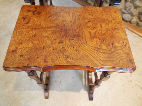 fig 1. Tables nest of tables fine quality Burr Elm and Walnut c1920