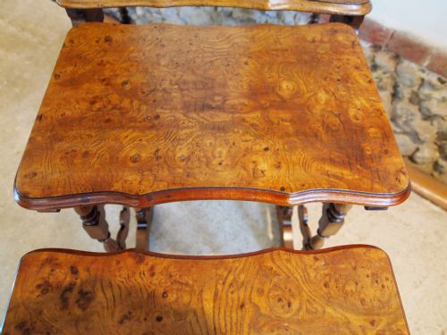 fig 2. Tables nest of tables fine quality Burr Elm and Walnut c1920