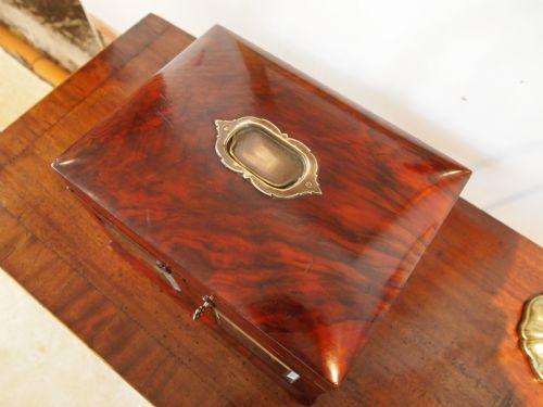 fig 2. Cabinet Jewellery sewing box fine quality Victorian Walnut bijouterie box c1880