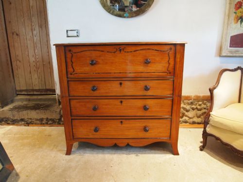 fig 1. Chest of drawers bureau secretaire George IV Satinwood fine quality c1820