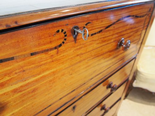 fig 3. Chest of drawers bureau secretaire George IV Satinwood fine quality c1820