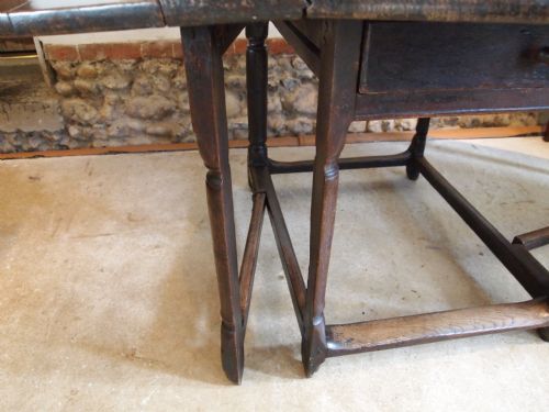 fig 1. Table Oak 17th century William and Mary gateleg table rare split legs c1690