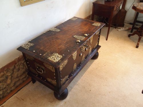 fig 2. Chest trunk coffer blanket box 18th century Dutch colonial teak c1760