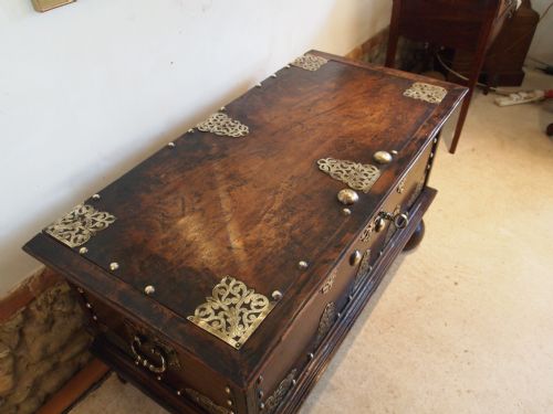 fig 3. Chest trunk coffer blanket box 18th century Dutch colonial teak c1760