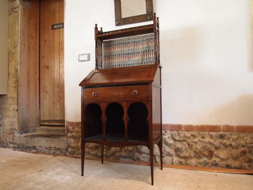 fig 1. Bureau Arts and Crafts Walnut 'The Medina Bureau' Liberty and co c1889 