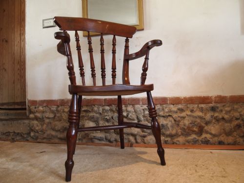 fig 1. Chair Fine Victorian Windsor armchair or Grandfather chair Beech and Elm c1870
