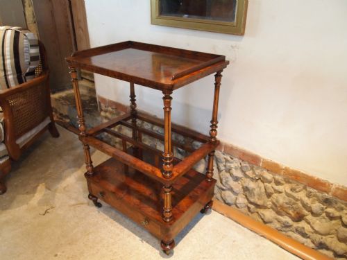 Canterbury Table Magazine Rack Victorian Burr and Figured Walnut C1870