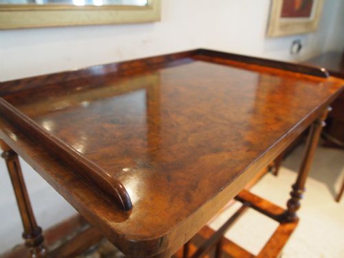 fig 1. Canterbury table magazine rack Victorian burr and figured Walnut c1870